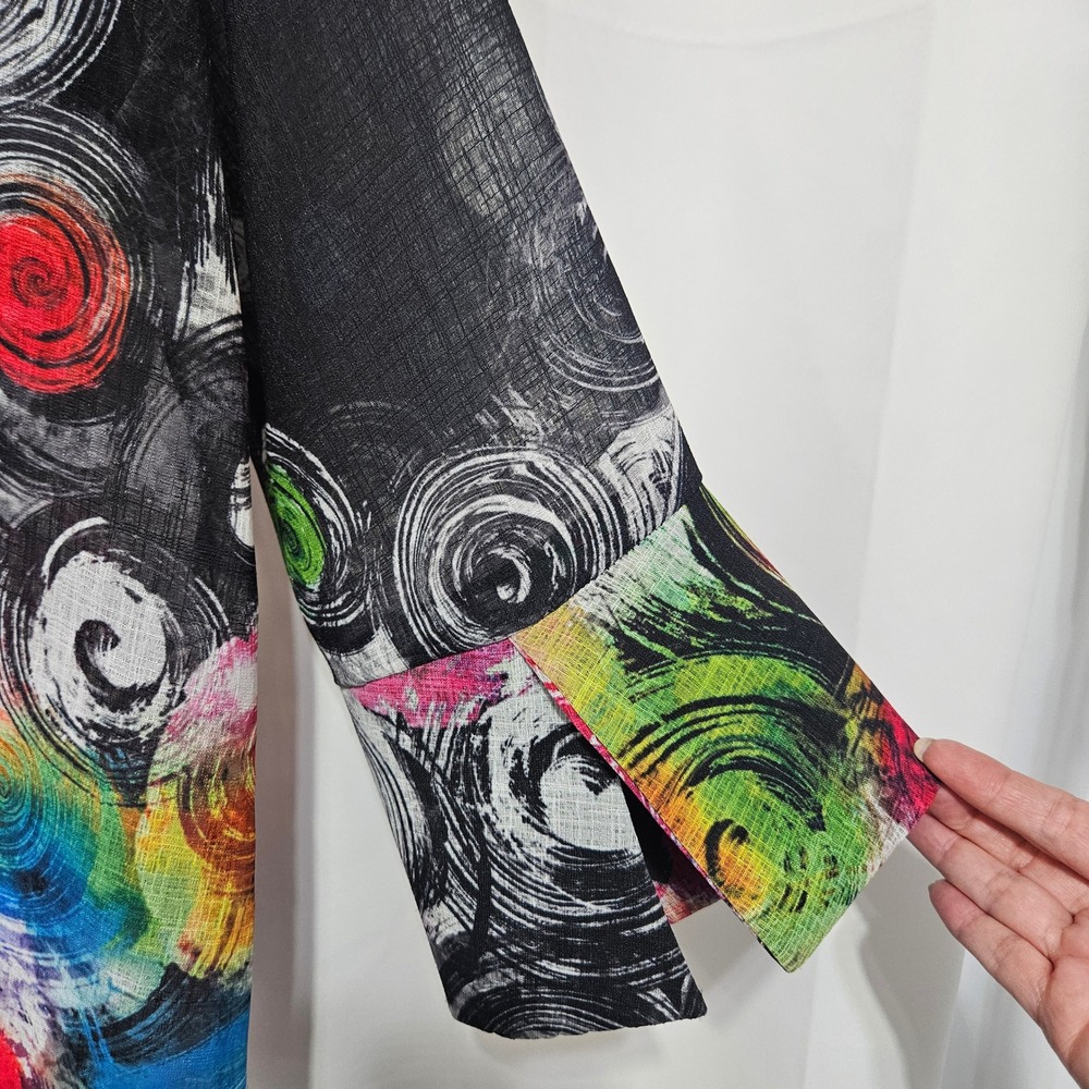 Damee New York Abstract Swirl Print Button Up Shirt Black Size L artsy lagen - Picture 5 of 11